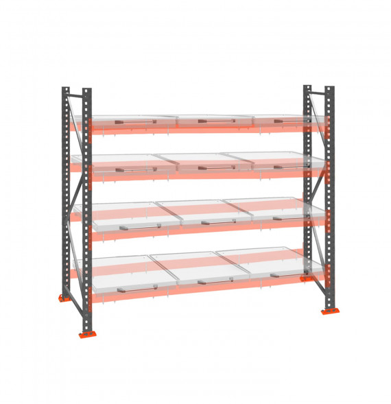 Стеллаж с выкатными платформами ДиКом 2500х2700х1000 на 4 яруса П-90