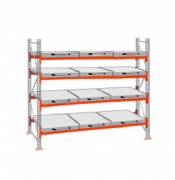 Стеллаж с выкатными платформами ДиКом 2500х2700х1000 на 4 яруса П-90