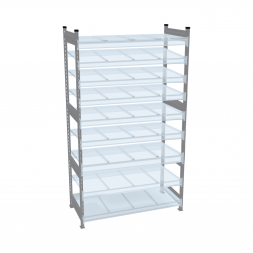 Стеллаж СТ-023 2700х1200х600 с 9 ярусами (рамы и настил - цинк)