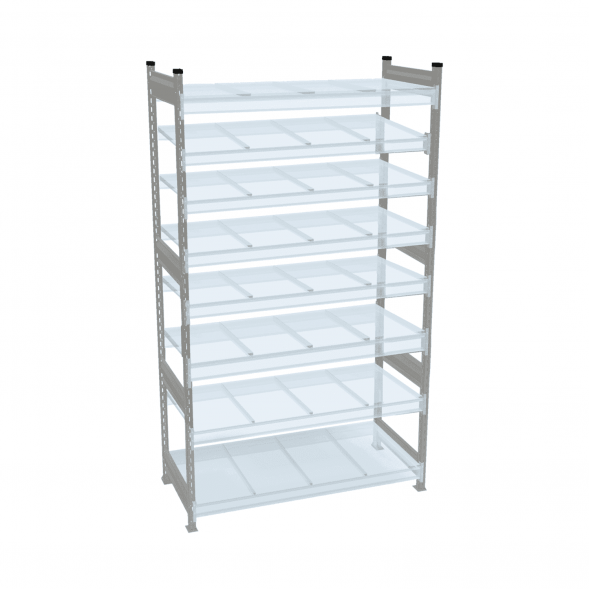 Стеллаж СТ-023 3000х1500х800 с 8 ярусами (рамы и настил - окрас)