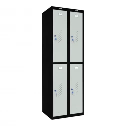 Шкаф металлический четырехдверный черный со светло-серым