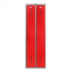 Шкаф металлический двухдверный серый с красным