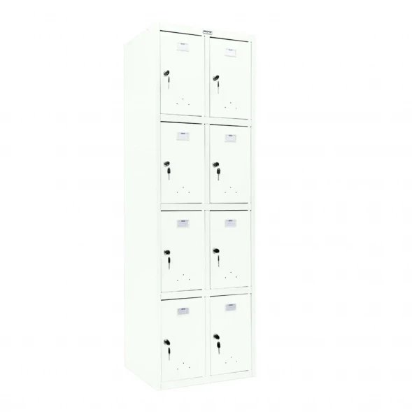 Шкаф металлический с дверцами и замком белый