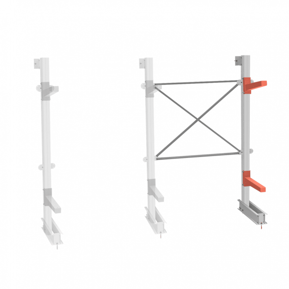 Стеллаж консольный СТ-062 2450х1660х830 2 яруса односторонний, доп. секция
