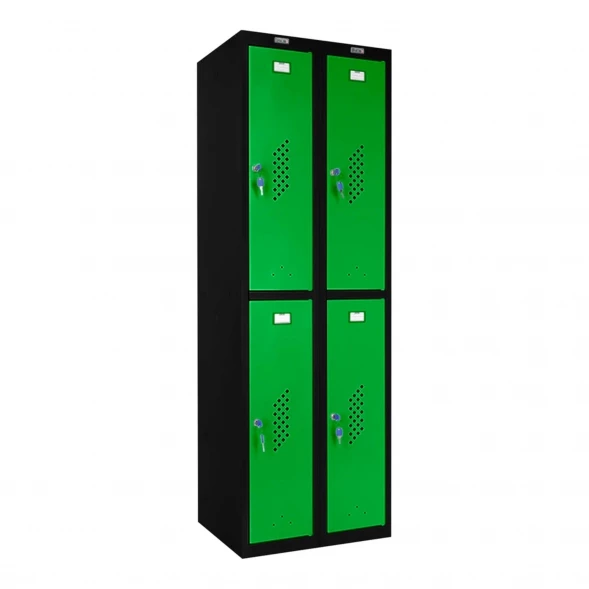 Шкаф металлический четырехдверный черный с зеленым