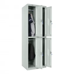 Шкаф металлический четырехсекционный светло-серый