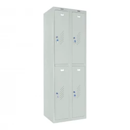 Шкаф металлический четырехсекционный светло-серый