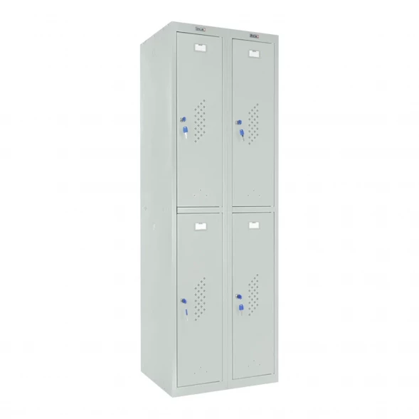 Шкаф металлический четырехсекционный светло-серый