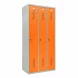 Шкаф металлический трехдверный серый с оранжевым