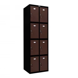 Шкаф металлический для личных вещей черный с коричневым