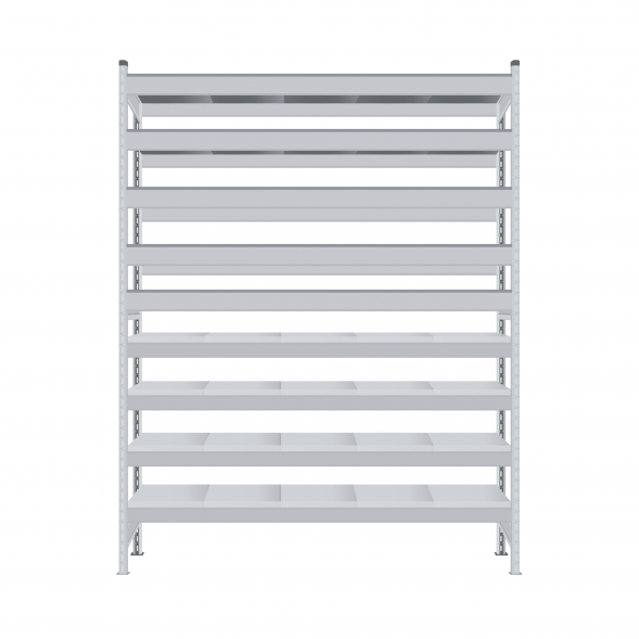 Стеллаж СТ-023 2700х1500х800 с 9 ярусами (рамы и настил - цинк)