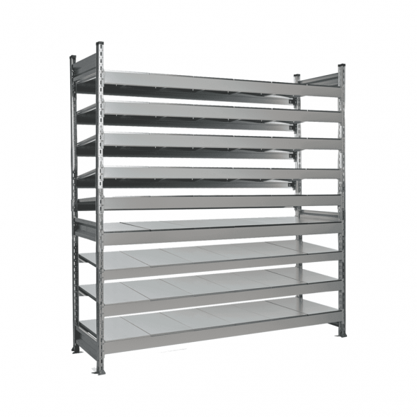 Стеллаж СТ-023 2700х1500х800 с 9 ярусами (рамы и настил - цинк)