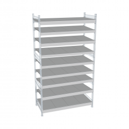 Стеллаж СТ-023 2700х1500х800 с 9 ярусами (рамы и настил - цинк)