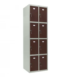 Шкаф металлический для личных вещей серый с коричневым