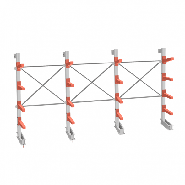 Стеллаж консольный СТ-062 2450х4660х830 4 яруса односторонний