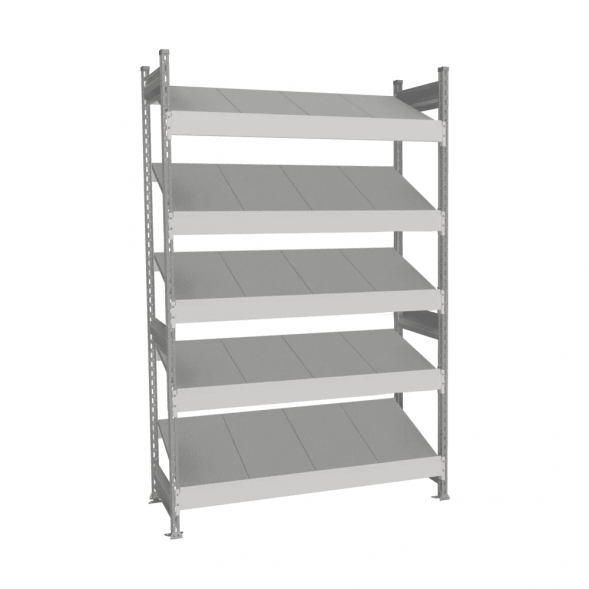 Стеллаж СТ-023 2000х1200х585 с 5 наклонными ярусами (рамы и настил - цинк)