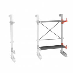 Стеллаж консольный СТ-062 2450х1660х830 2 яруса +ОН односторонний, доп. секция