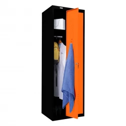 Шкаф металлический для раздевалки черный с оранжевым