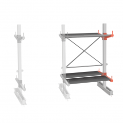 Стеллаж консольный СТ-062 2450х1660х1400 2 яруса +ОН двухсторонний, доп. секция