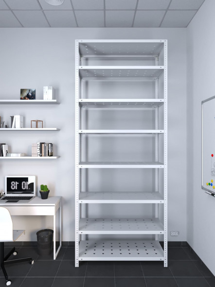 Стеллаж ТС Лайт 2500х1200х300 с 8 перфорированными полками