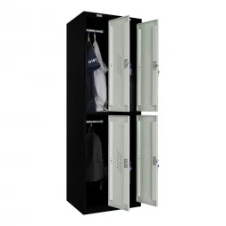 Шкаф металлический четырехдверный черный с серым