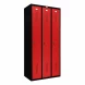 Шкаф металлический трехдверный черный с красным