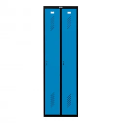 Шкаф металлический двухдверный черный с голубым