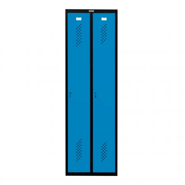 Шкаф металлический двухдверный черный с голубым