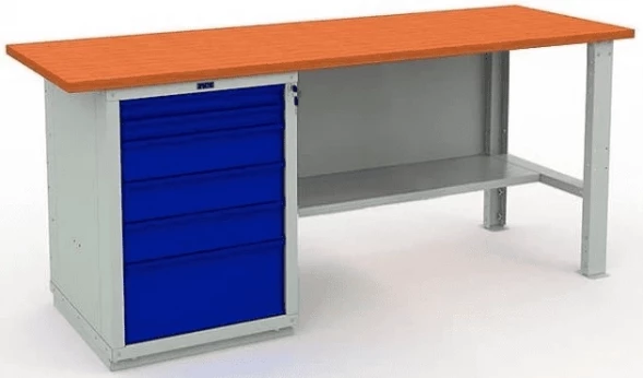Верстак с деревянной столешницей и ящиками W200.WS6/F2.000