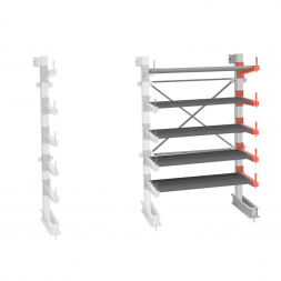 Стеллаж консольный СТ-062 2450х1660х830 5 ярусов +ОН односторонний, доп. секция