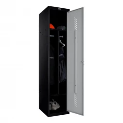 Шкаф металлический однодверный черный с сигнальным серым