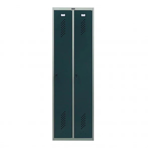 Шкаф металлический двухдверный серый с графитом