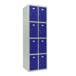 Шкаф металлический для личных вещей серый с синим