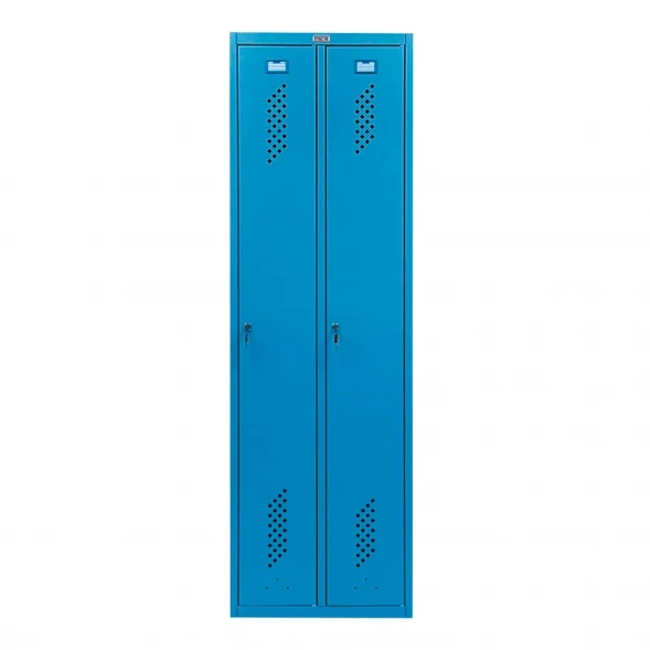 Шкаф металлический двухсекционный голубой