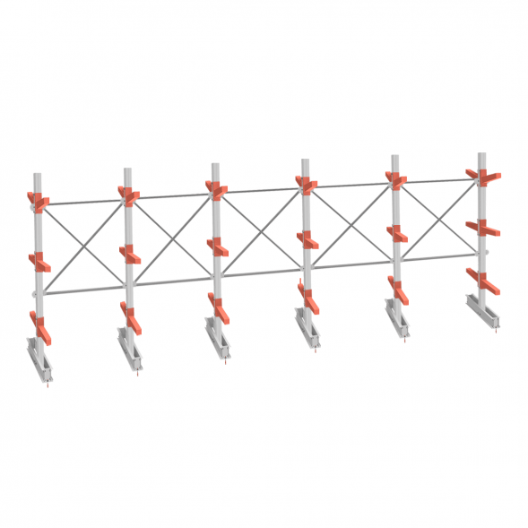 Стеллаж консольный СТ-062 2450х7660х1400 3 яруса двухсторонний