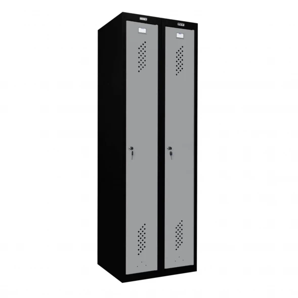 Шкаф металлический для раздевалки черный с сигнальным серым