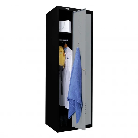 Шкаф металлический для раздевалки черный с сигнальным серым