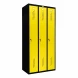 Шкаф металлический трехдверный черный с желтым