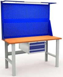 Верстак большой с двумя экранами и подвесным ящиком W160.F2/F2.121