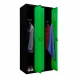 Шкаф металлический трехдверный черный с зеленым