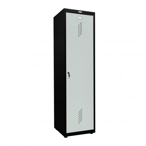 Шкаф металлический для инвентаря черный со светло-серым