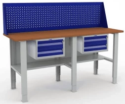 Верстак с экраном и перфопанелью гаражный W200.F2/F2/F2.210