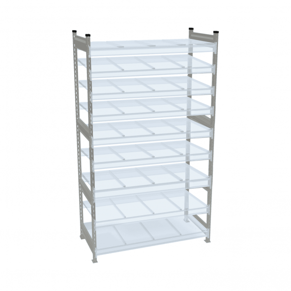 Стеллаж СТ-023 1800х1200х800 с 9 ярусами (рамы и настил - окрас)