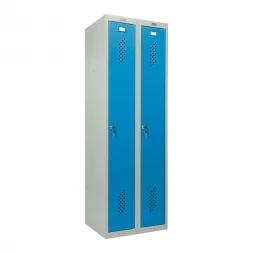 Шкаф металлический гардеробный серый с голубым