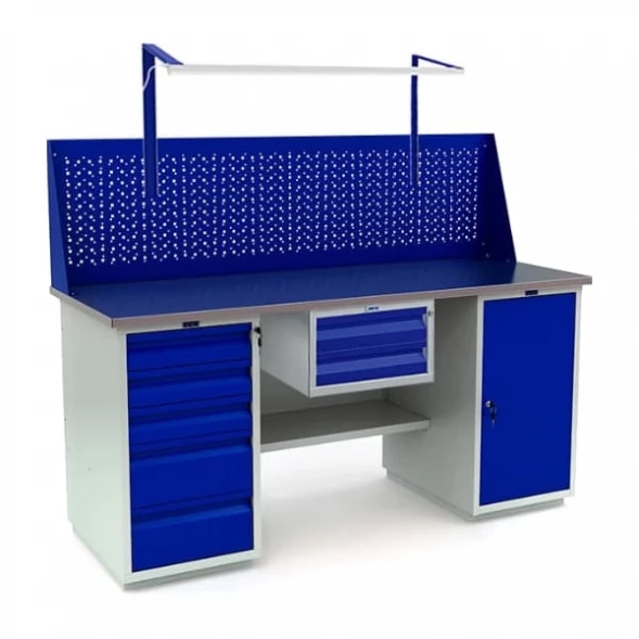 Верстак большой с перфопанелью модульный WT180.WD5/WD1.111