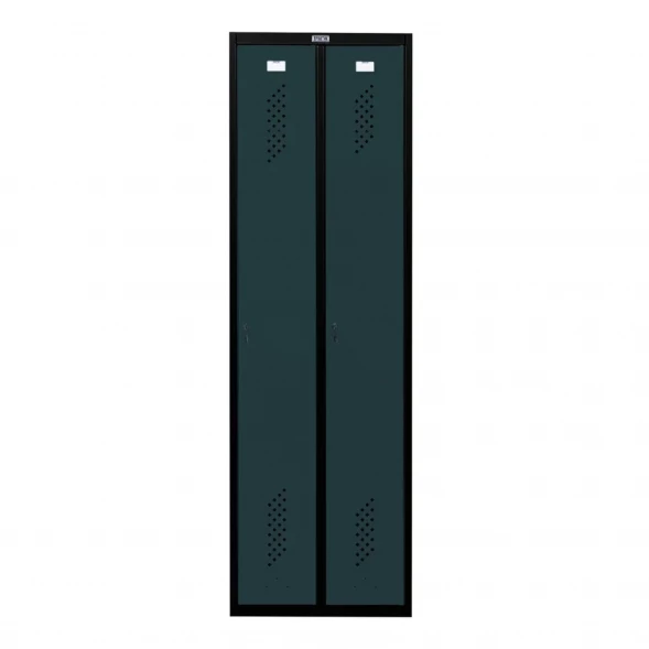 Шкаф металлический двухдверный черный с графитом