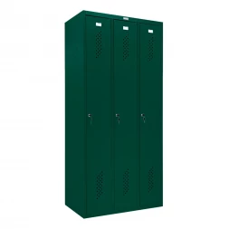 Шкаф металлический трехсекционный темно-зеленый