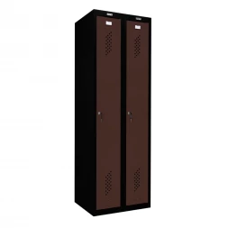 Шкаф металлический для раздевалки черный с коричневым