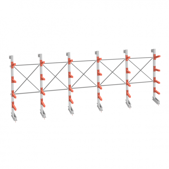 Стеллаж консольный СТ-062 2450х7660х830 4 яруса односторонний