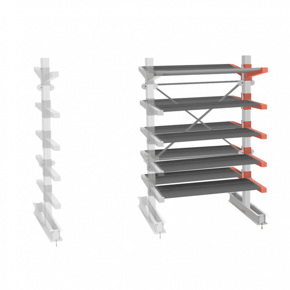 Стеллаж консольный СТ-062 2450х1660х1400 5 ярусов +Н двухсторонний, доп. секция